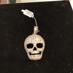 Silver Cz Skeleton Head Charm