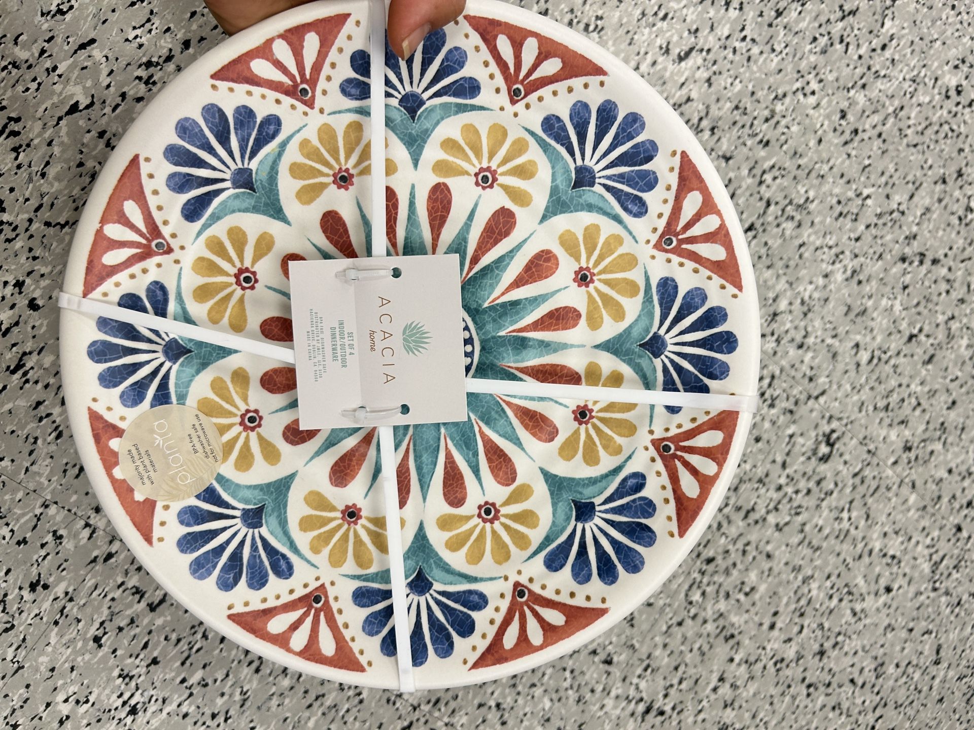 NWT Colorful Acacia 4pcs Plate Set