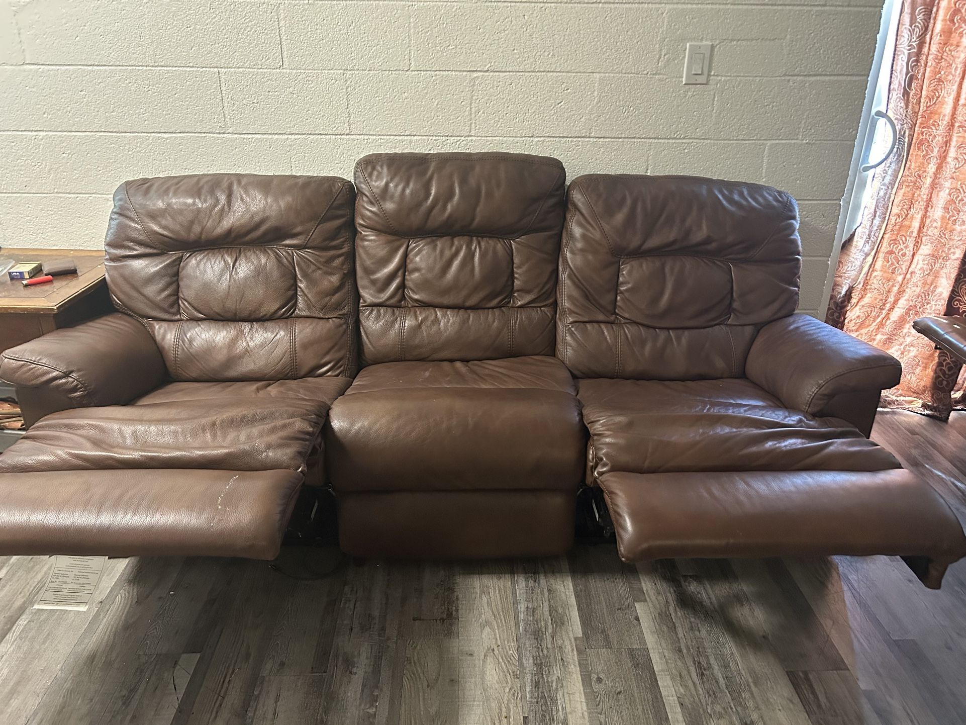 Brown Leather Couches Set