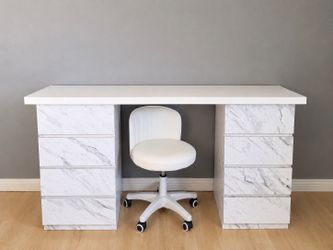White marble makeup/office desk