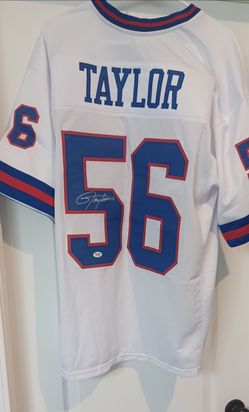 LAWRENCE TAYLOR AUTOGRAPHED CUSTOM FOOTBALL JERSEY XL WITH AUTHENICATION