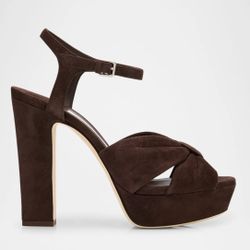 Brand New Jimmy Choo Heloise Chocolate Suede 37 1/2