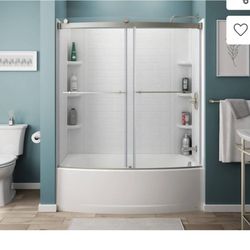 American Standard Elevate Chrome 58-in to
58-1/2-in W x 59.96-in H Framed Sliding Soft Close
Bathtub door