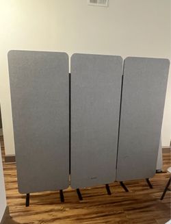 Gray Panel Office Partition Room Divider 3 Panels Set
