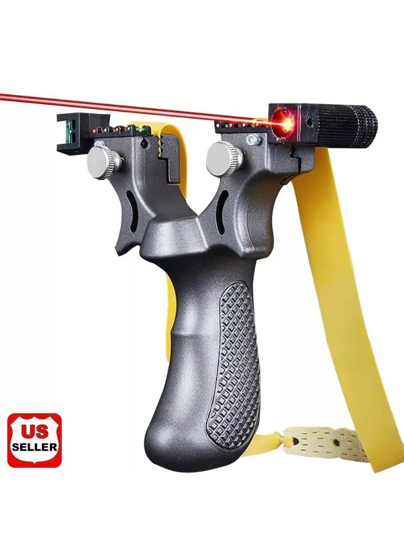Hunting Professional Catapult Laser Slingshot With Rubber Aim Point Target HOT
