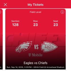 2 Tickets Chiefs Home Opener vs Eagles