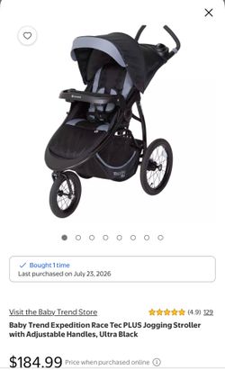 NEW IN BOX - Baby Trend Expedition Race Tec PLUS Jogging Stroller, Ultra Black