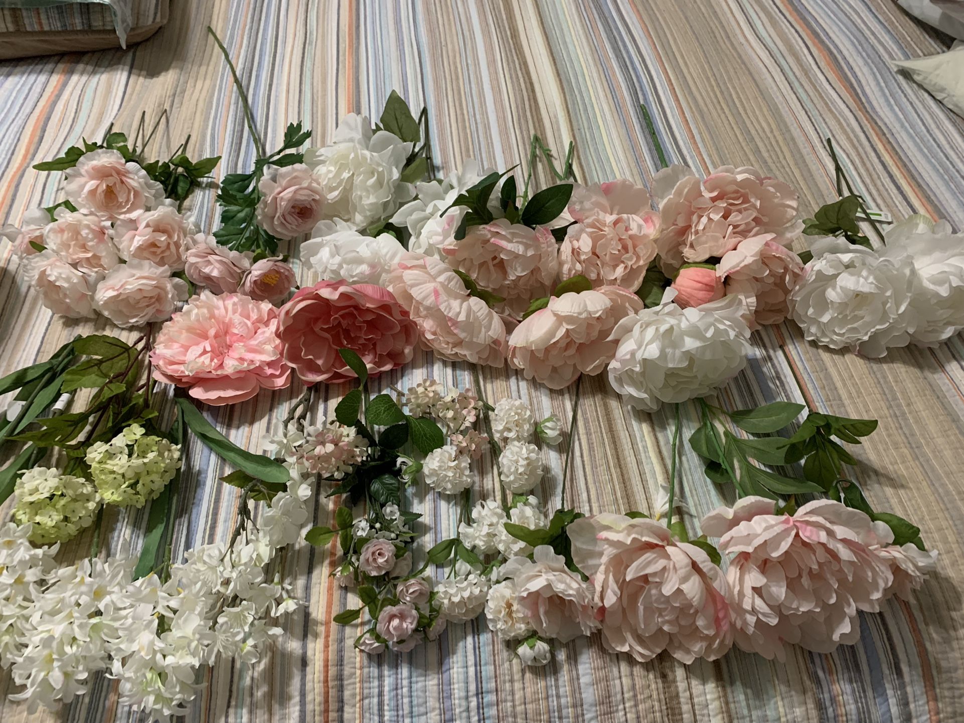 Bunch Of Fabric Flowers. New, Just Used Once For Decoration.