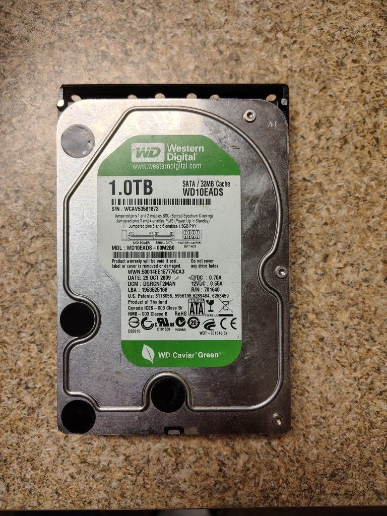 WD Green 1TB 32MB Hard Drive