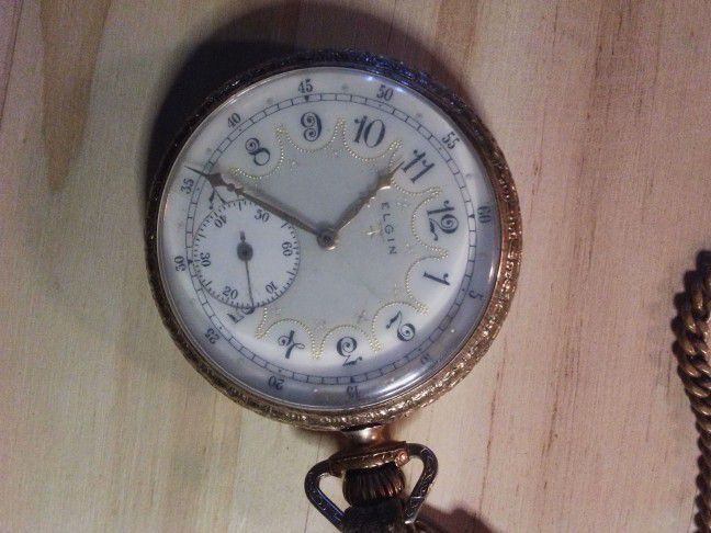 1910 Elgin Pocket Watch 14 K Gold Filled