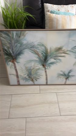 Large Palm tree wall art w frame-