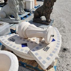 Concrete Mosaic Picnic Table with 3 Benches/ Outdoor Patio Furniture / Patio Set