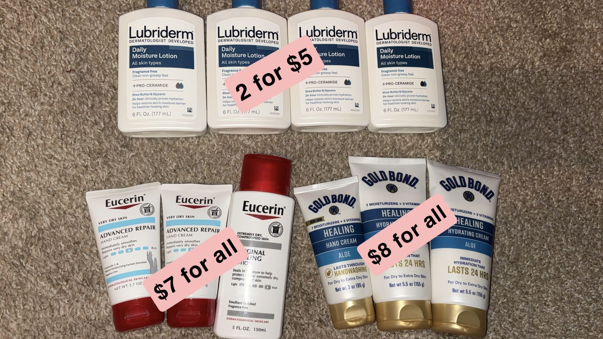 Lubriderm , Gold Bond , Eucerin Lotions