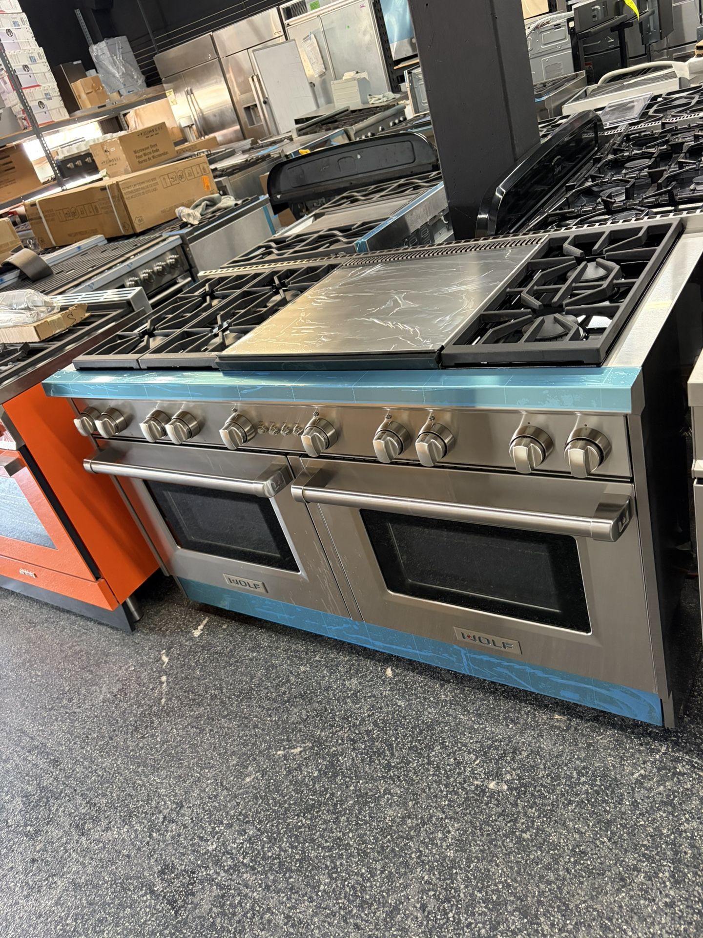 Wolf Stainless Steel Gas 60” Range Stove Double Griddle 6 Burners