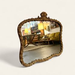 Pair of Vintage Antique Gold Gilt Wood Wall Mirrors with Beautiful Details.