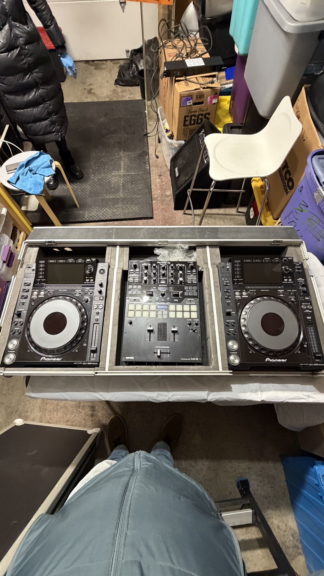 Pioneer CDJ-2000 Nexus Pair + Pioneer DJM-S9 Mixer Set in Case - Tested Works