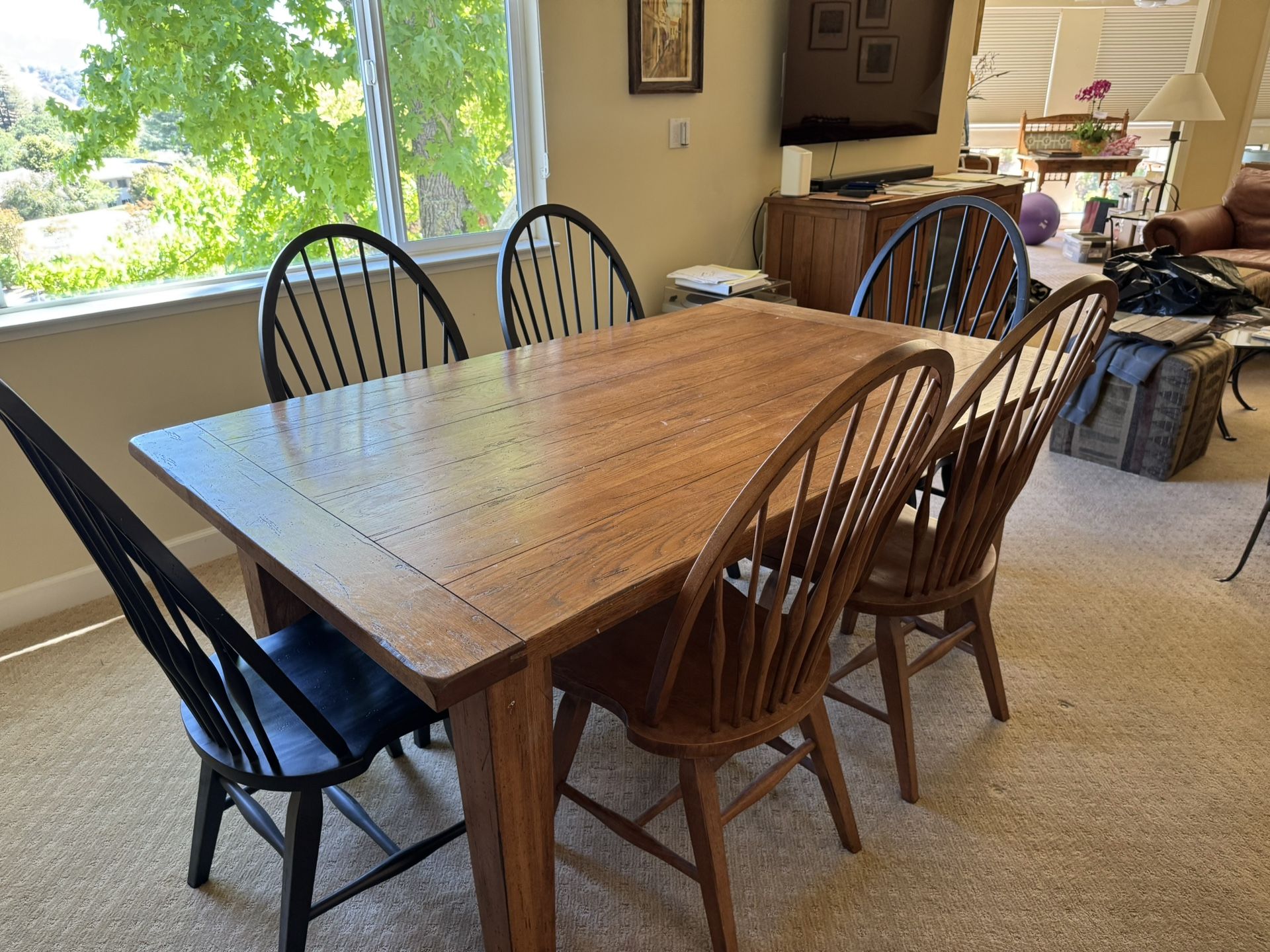 Solid Oak Extension Dining Room Table W/8 Chairs - Main Image