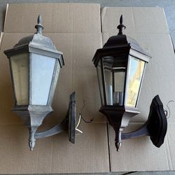Two Metal Outdoor Wall Lighting Fixtures
