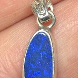 Black Australian Opal Set In Sterling Silver Pendant