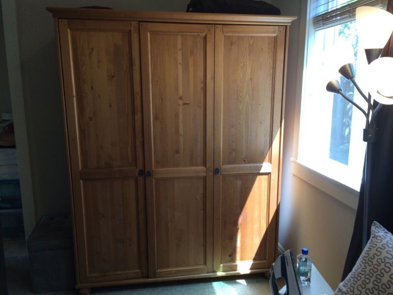 IKEA 3-Door LEKSVIK closet/armoire - Natural wood color - $75 (Westwood Village/West Seattle)