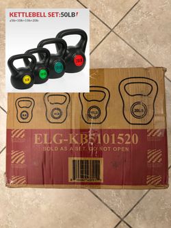 4 Kettlebell Set Working Out: 50LB’s [5, 10, 15, 20lbs)