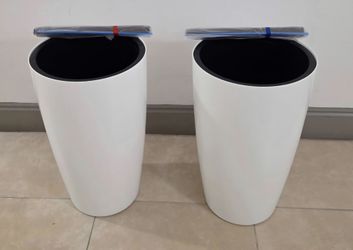 *** NEW LOW PRICE *** PAIR of 22" White Self Watering Planters (2 for $65) @ Lasting Creations