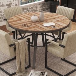 Brand New Round Table With 4 Faux Leather Chairs 