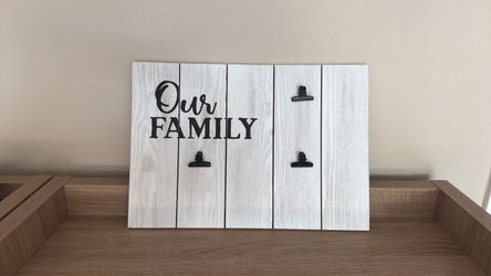 Our Family Wood Photo Clip Sign