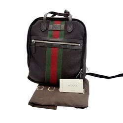 Gucci Web Stripe Webbing Backpack Techno Canvas Leather (619748)