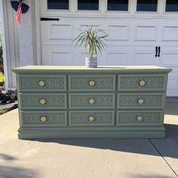 Beautiful Green Dresser With Gold Hardware 