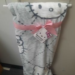 Hello Kitty Grey Diamond Throw Blanket 60 X 70