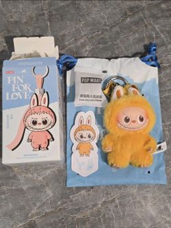 POP MART Labubu The Monsters Pin For Love Plush Pendant "Y" (Yellow) 
