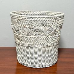Mid 20th Century Wicker Planter Waste Basket Decor
