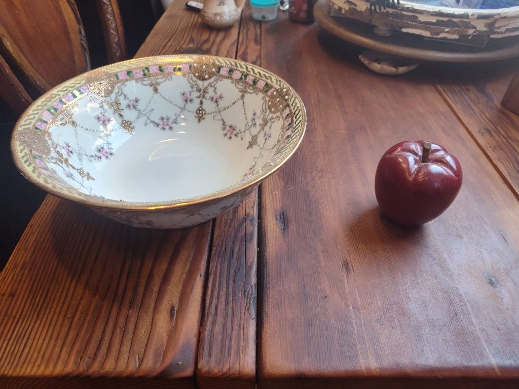 1910s Antique Nippon Moriage 10" Bowl