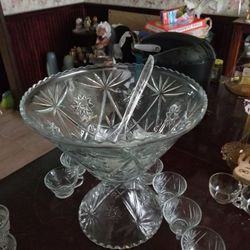 Vintage punch bowl and cups