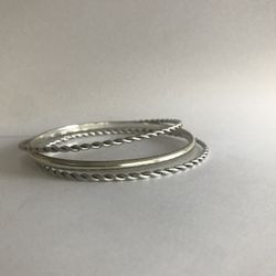 Silver color bangle bracelet bundle