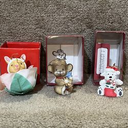 The Christmas ornament collectors club set of 3 porcelain Dog Mouse