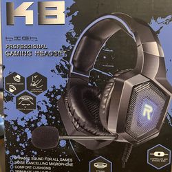 RUNMUS K8 Gaming Headset for Xbox One, PS4 Headset with Surround Sound, Over Ear Headphones with Noise Canceling Mic & RGB Light, Compatible wi