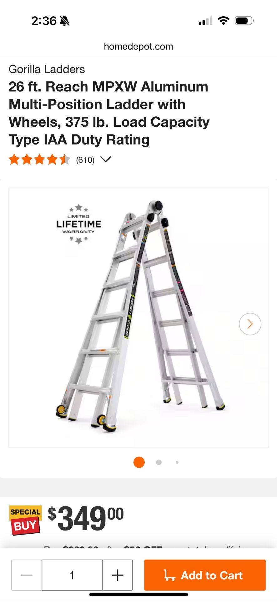 Gorilla Ladder mpx26 - 26 Ft Reach + 375 Pound Capacity
