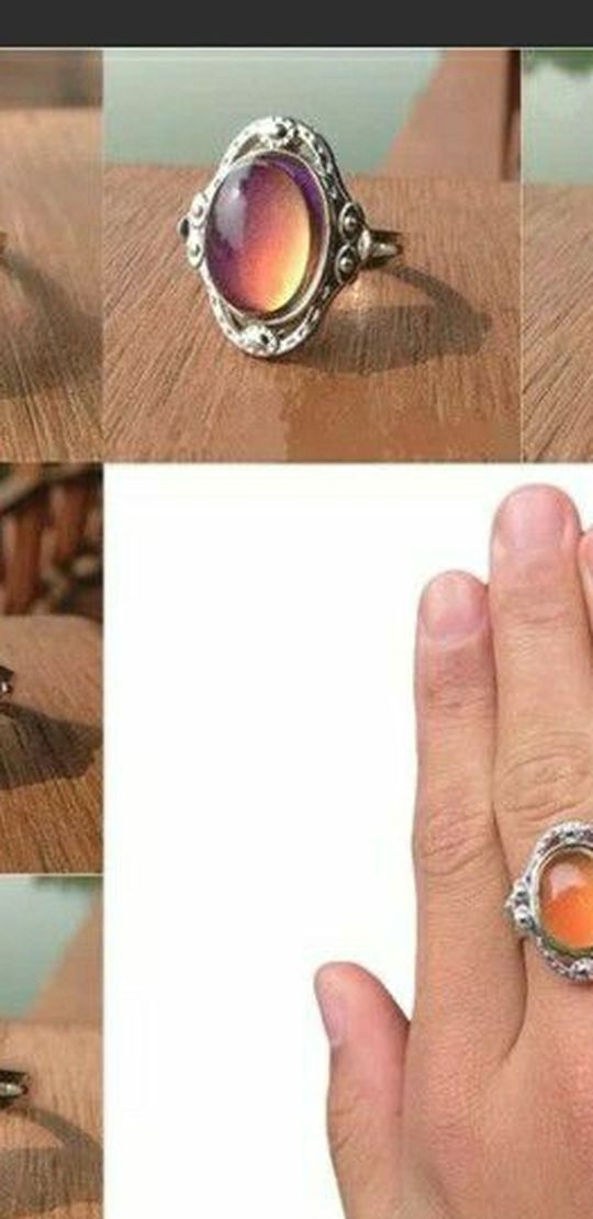 Vintage Retro Color Change Mood Ring Oval Emotion Feeling Adjustable Size
