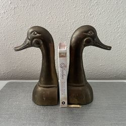 Vintage Mid-Century Brass Duck Bookends