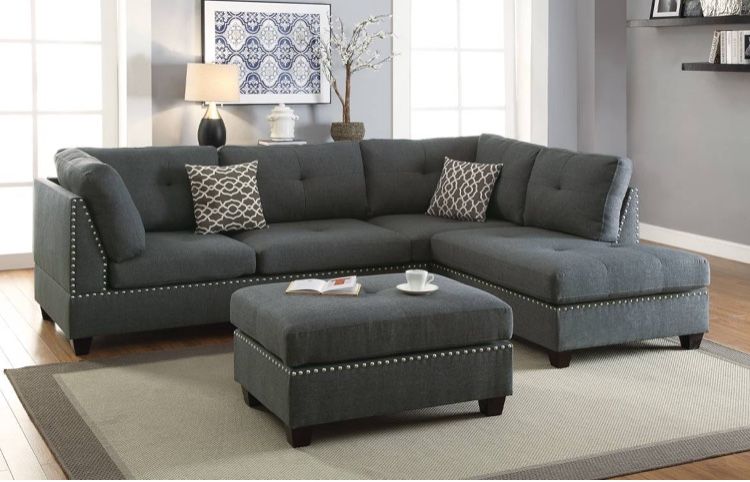 Gray Or Black 3-pc Sectional. Ottoman Included.