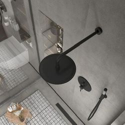 NEW BLACK Circular Showerhead with Handles and Shower Spray