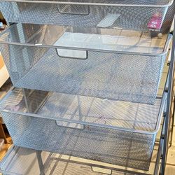 Metal Mesh Drawer Storage Organizer (Aluminum-Style)