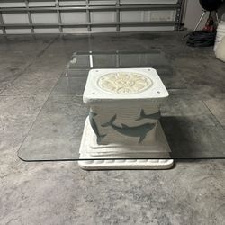 Coastal Dolphin Glass Coffee Table – Thick Glass Top