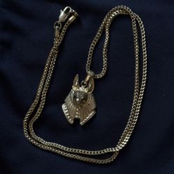 Gold God Anubis Necklace 