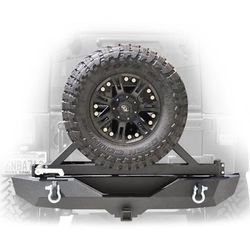 DV8 Offroad Rear Bumper w/ Tire Carrier, Aluminum Handle Black: 07-18 Jeep JK - RBSTTB-01
