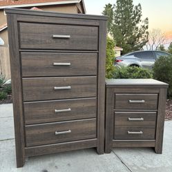 Ashley 7 Drawer Dresser Chest of Drawers and Nightstand Furniture Set Great Condition 