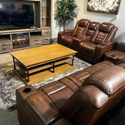 V21B14*_ Leather, Massage,Cup Holders,Home Theater Sectional Couch, Power Reclining, Fully Loaded ,* Brand New * In Stock* 👉GetNowWith$50PayLater