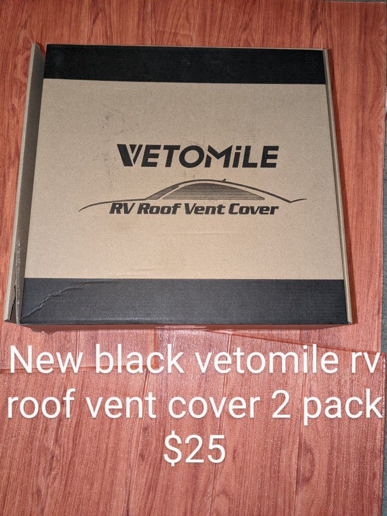 New Black Vetomile Rv Roof Vent Cover 2 Pack